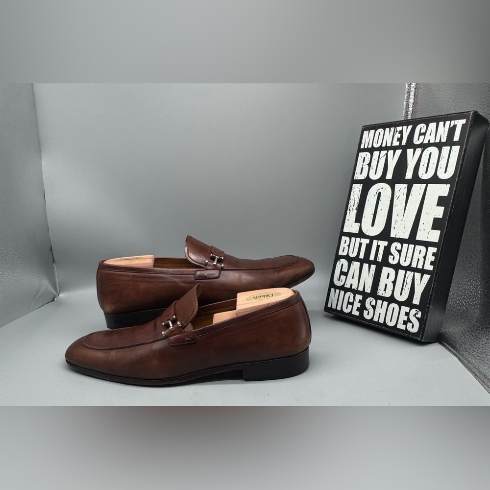 Magnanni Brown Leather Loafers Size 11M (CON79) Men Casual Dress Shoes